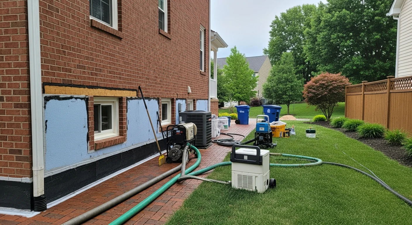 Fire and water damage restoration work on residential home exterior