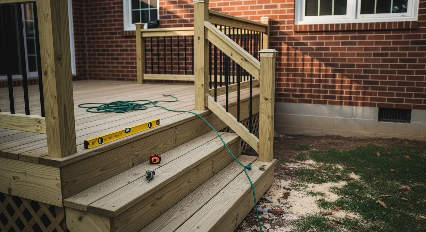 Handyman performing deck construction and property maintenance work